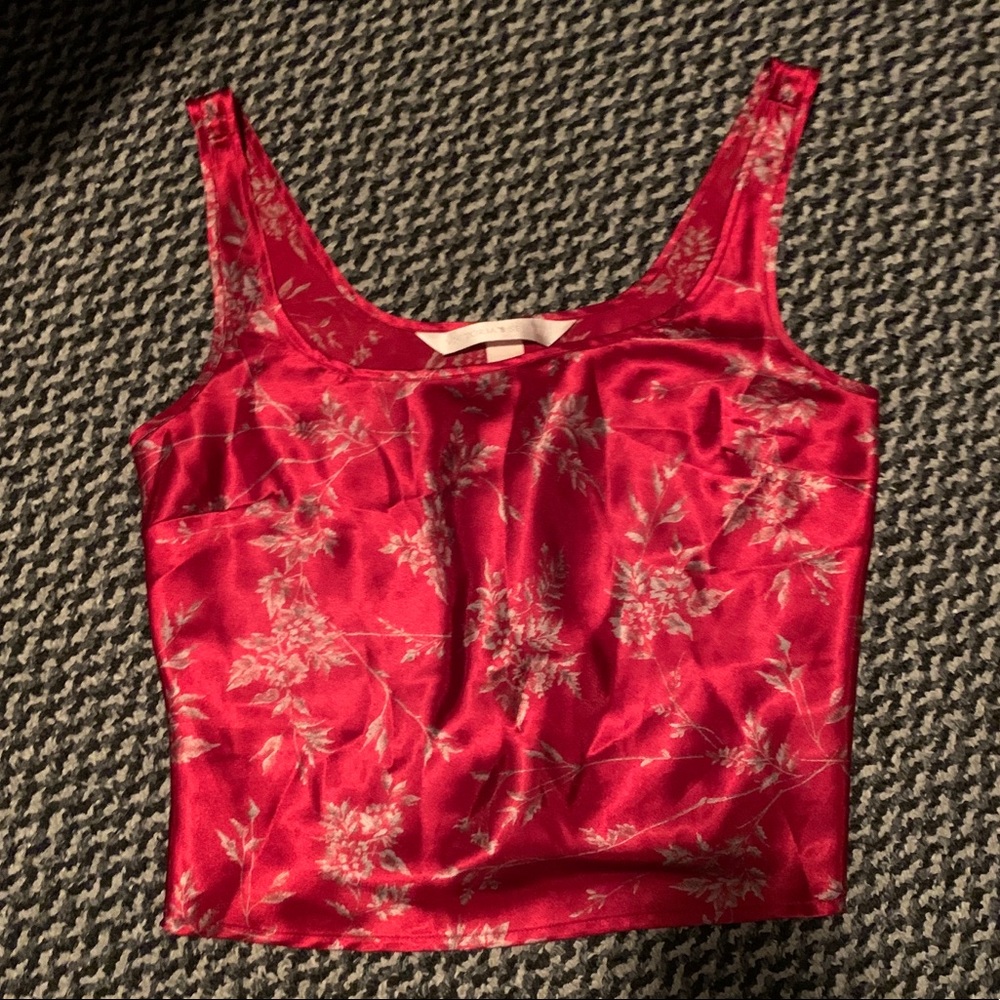 Victoria secret red & white silky pajama top
